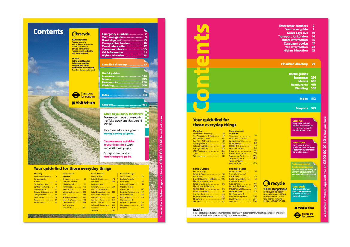 Yell contents page designs 1
