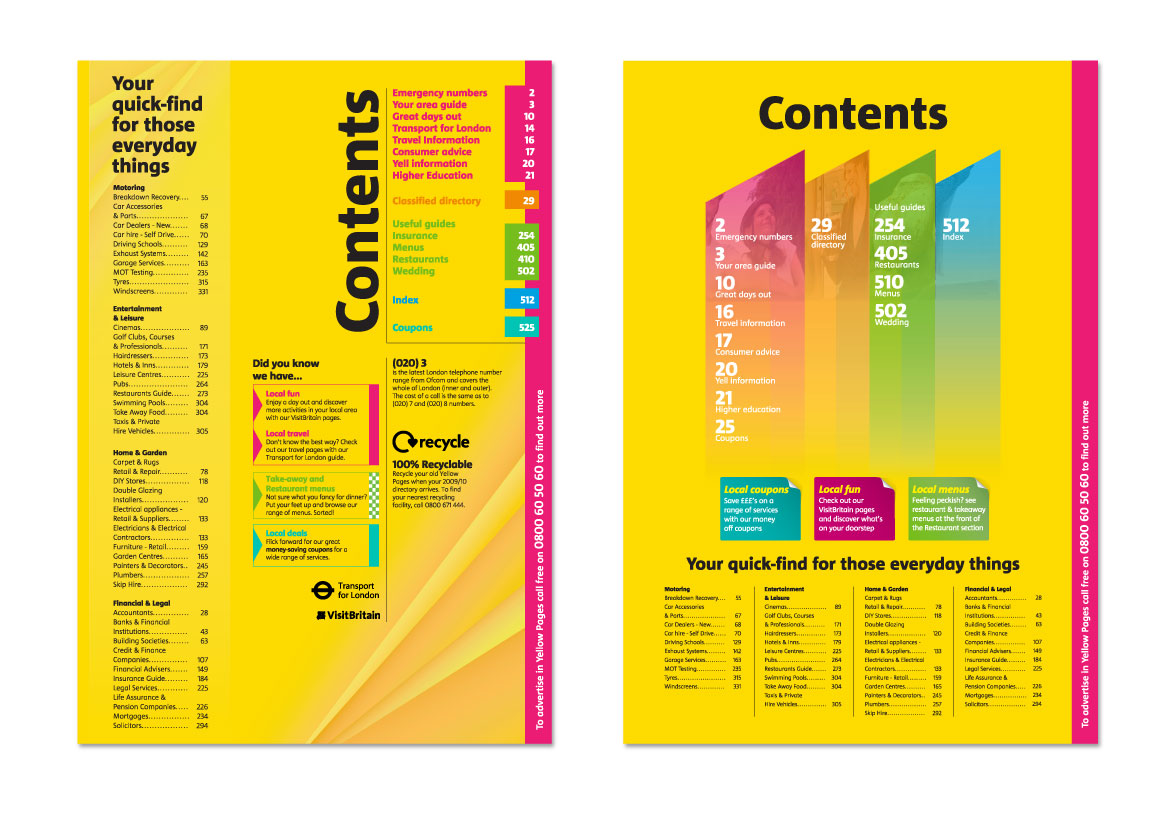 Yell contents page designs 2