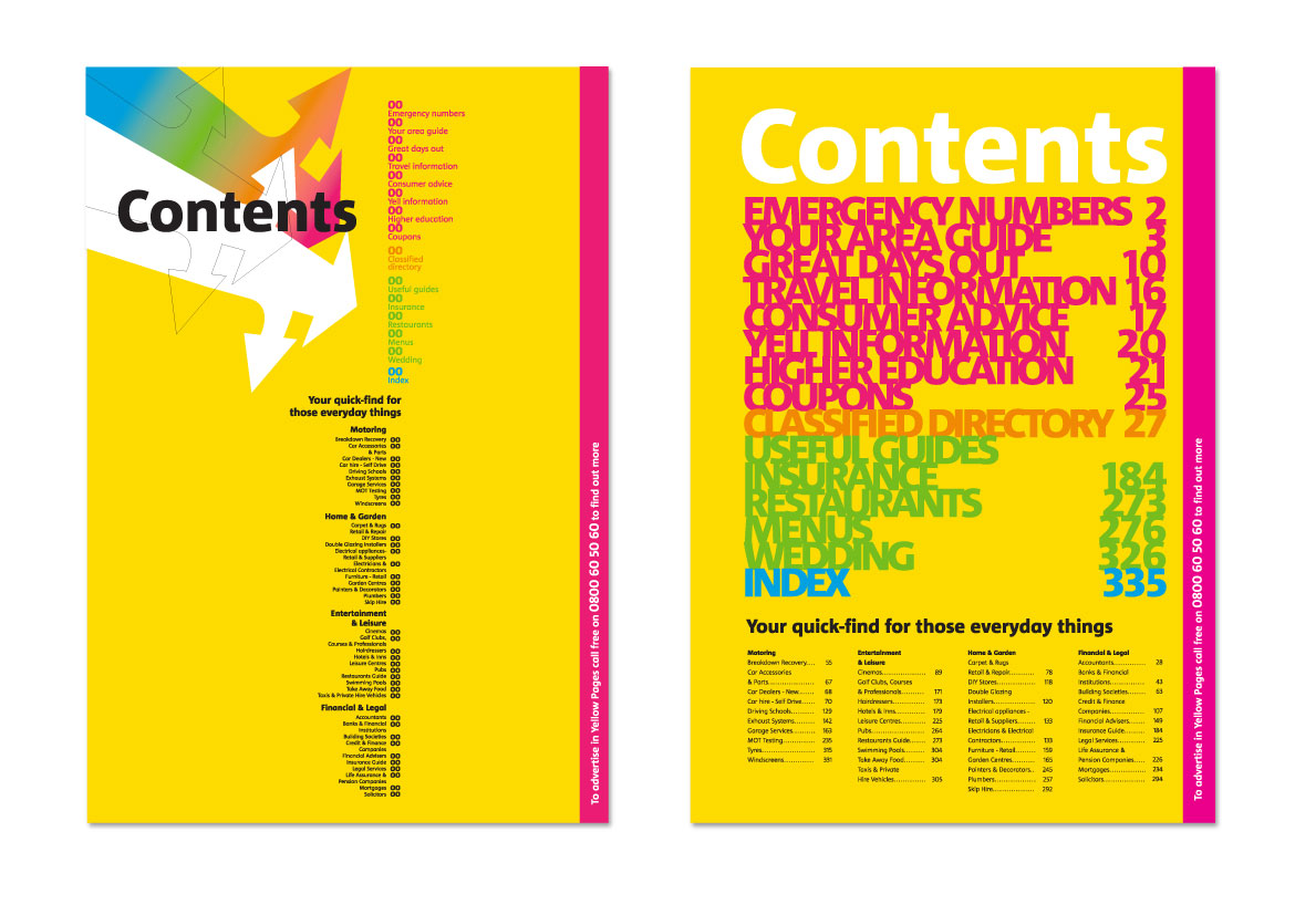 Yell contents page designs 3